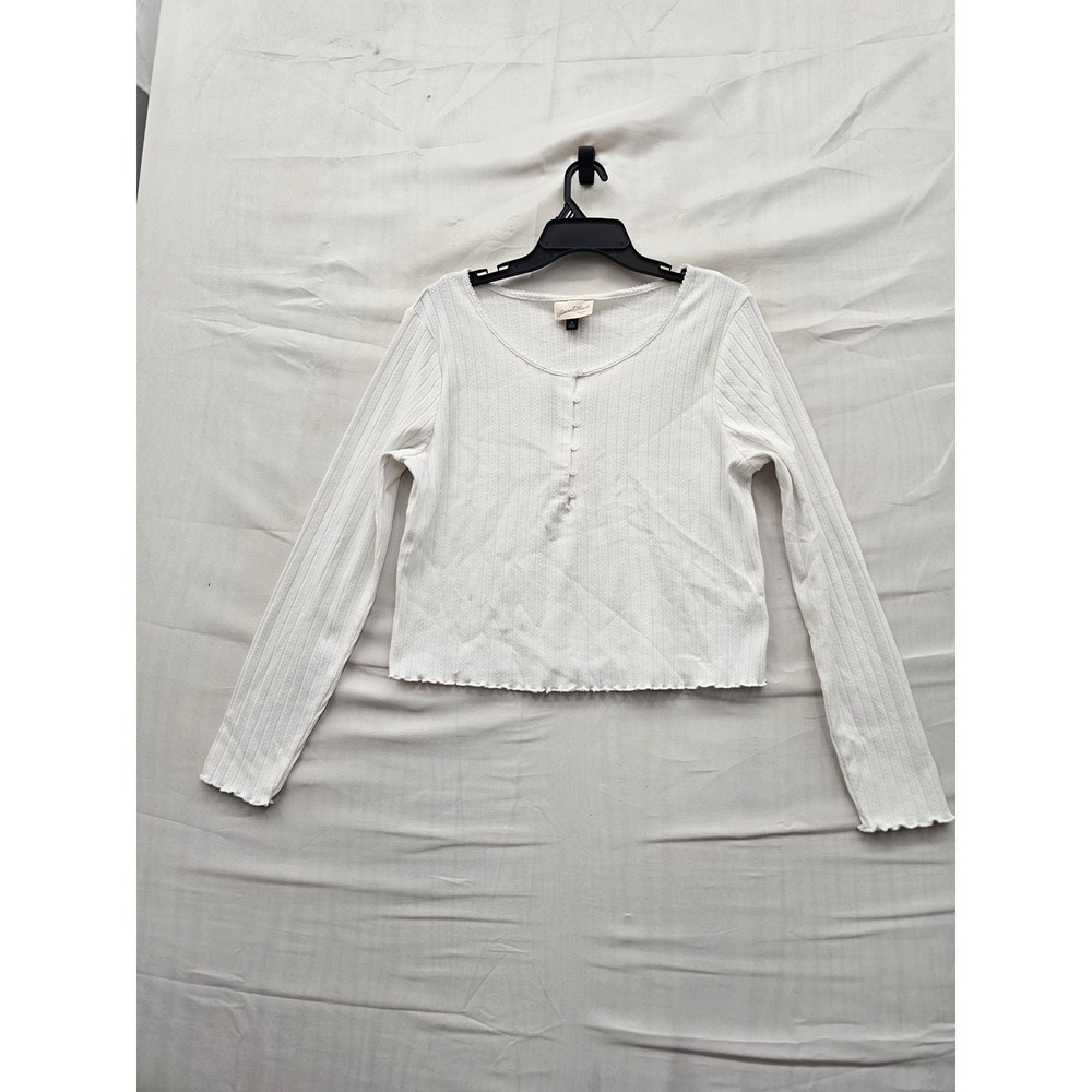 Universal Thread Womens Henley Top White Cotton Blend Casual Size XL